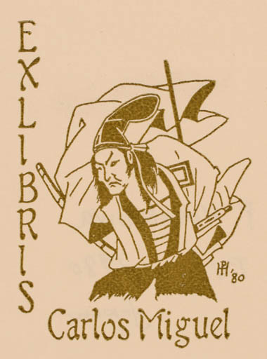 Exlibris by Peter F. Hosokawa from Japan for Carlos Miguel - Man Oriental 