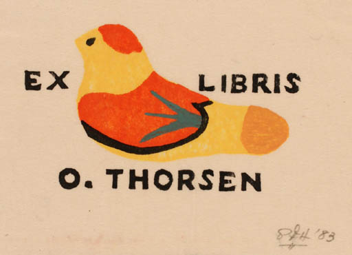 Exlibris by Peter F. Hosokawa from Japan for Oskar Thorsen - Bird 