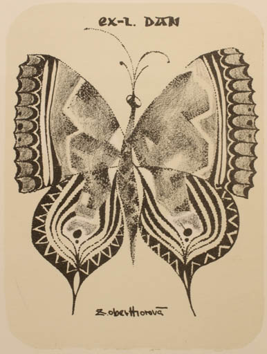 Exlibris by Zuzana Oberthorova from Czech Republic for ? Dan - Fauna Butterfly 