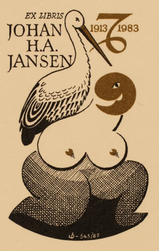 Exlibris by Christian Blæsbjerg from Denmark for Johan H. A. Jansen - Erotica Bird 