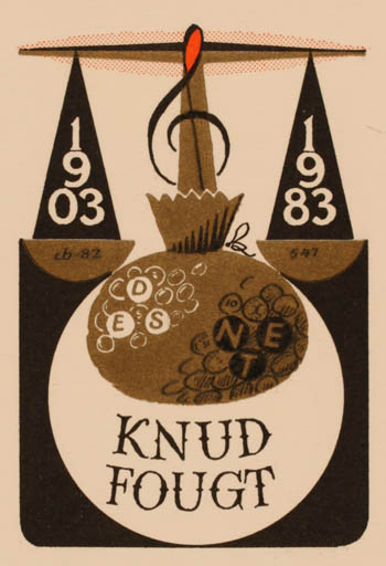 Exlibris by Christian Blæsbjerg from Denmark for Knud Fougt - 