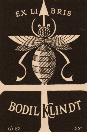 Exlibris by Christian Blæsbjerg from Denmark for Bodil Klindt - Insect 