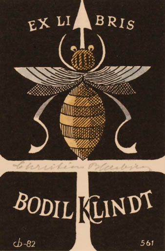 Exlibris by Christian Blæsbjerg from Denmark for Bodil Klindt - Insect 