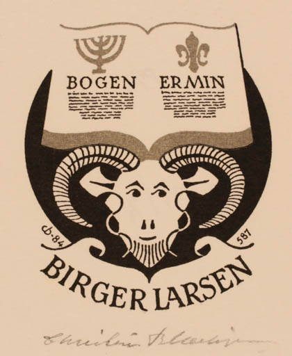 Exlibris by Christian Blæsbjerg from Denmark for Birger Larsen - Book 