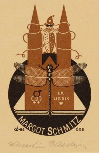 Exlibris by Christian Blæsbjerg from Denmark for Margot Schmitz - Insect 