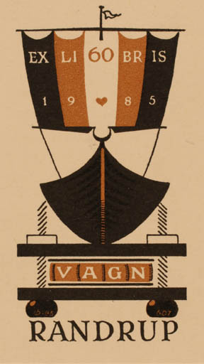 Exlibris by Christian Blæsbjerg from Denmark for Vagn Randrup - Ship/Boat 