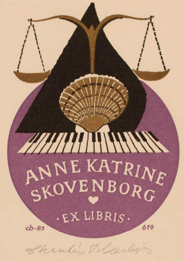 Exlibris by Christian Blæsbjerg from Denmark for Anne Katrine Skovenborg - Music 