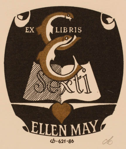 Exlibris by Christian Blæsbjerg from Denmark for Ellen May - Fish 