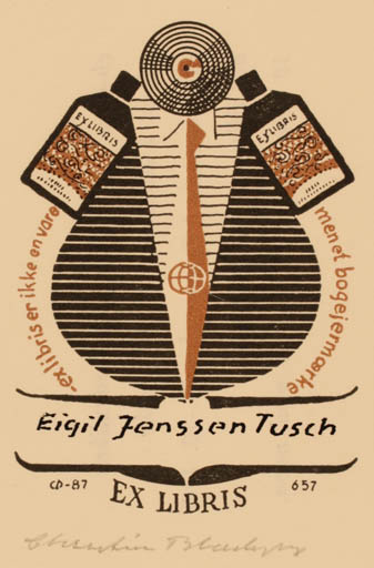 Exlibris by Christian Blæsbjerg from Denmark for Eigil Jenssen-Tusch - 
