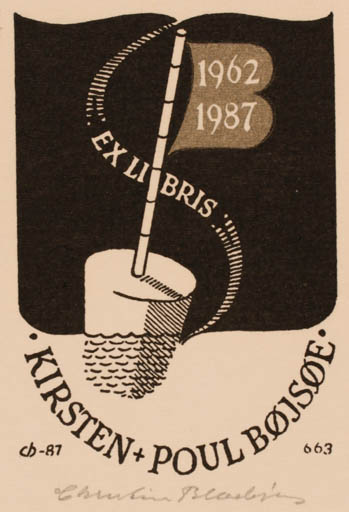 Exlibris by Christian Blæsbjerg from Denmark for Kirsten og Poul Bøjsøe - Maritime 