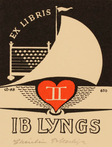 Exlibris by Christian Blæsbjerg from Denmark for Ib Lyngs - Maritime 