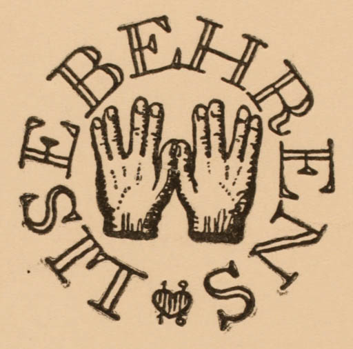 Exlibris by Knud V. Engelhardt from Denmark for Lise Behrens - Hand(s) 