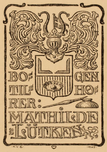 Exlibris by Knud V. Engelhardt from Denmark for Mathilde Lütken - Heraldry 