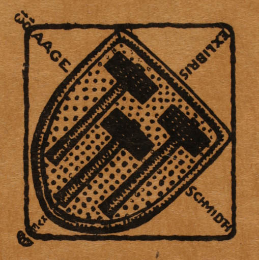 Exlibris by Knud V. Engelhardt from Denmark for Aage Schmidth - Heraldry 