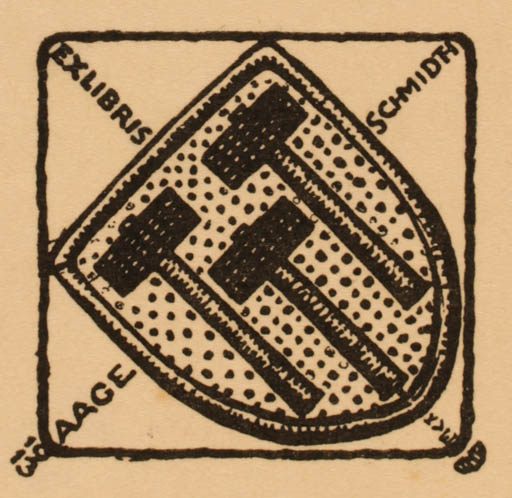 Exlibris by Knud V. Engelhardt from Denmark for Aage Schmidth - Heraldry 