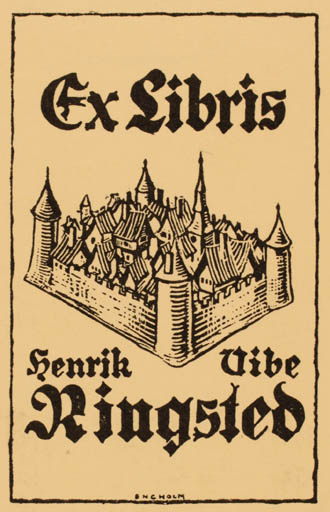 Exlibris by ? Engholm from Denmark for Henrik Vibe Ringsted - Castle/Palace City 