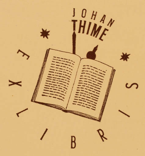 Exlibris by Poul Erlinger from Denmark for Johan Thime - Book 