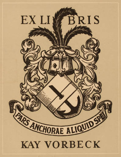 Exlibris by Poul Erlinger from Denmark for Kay Vorbeck - Heraldry 