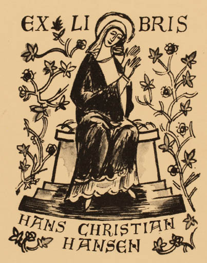 Exlibris by Leo Estvad from Denmark for Hans Christian Hansen - Madonna Religion 