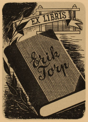 Exlibris by Leo Estvad from Denmark for Erik Torp - Book 