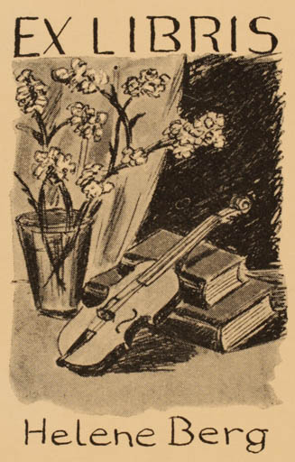 Exlibris by Leo Estvad from Denmark for Helene Berg - Flower Book Music 