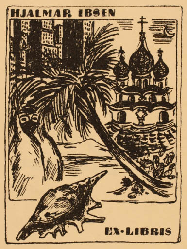 Exlibris by Leo Estvad from Denmark for Hjalmar Ibsen - Oriental 