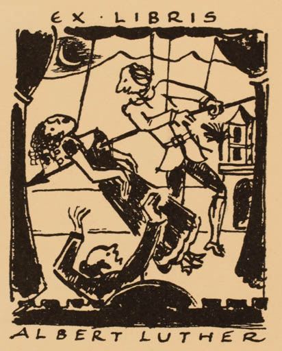 Exlibris by Leo Estvad from Denmark for Albert Luther - Drama Theater/Cirkus 