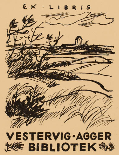 Exlibris by Leo Estvad from Denmark for Vestervig-Agger Bibliotek - Scenery/Landscape 