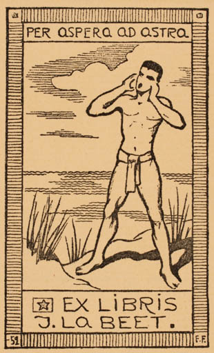 Exlibris by Fanny Falknes from Denmark for J Labeet - Man 