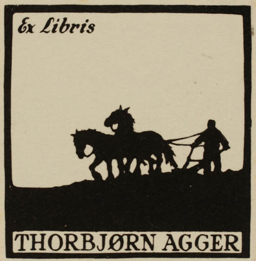 Exlibris by Inge Faurtoft from Denmark for Thorbjørn Agger - Working Horse 