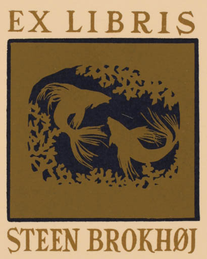 Exlibris by Inge Faurtoft from Denmark for Steen Brokhøj - Fish 