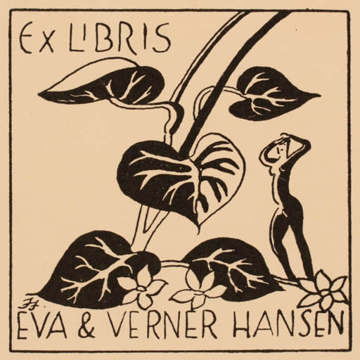 Exlibris by Ivan Feldvoss from Denmark for Eva og Verner Hansen - Flora 