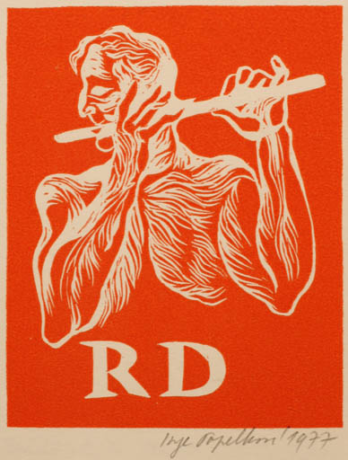Exlibris by Inge Popelkova from Czech Republic for ? R. D. - Man Music 