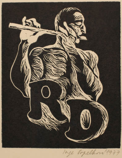 Exlibris by Inge Popelkova from Czech Republic for ? R. D. - Monogram Man Music 