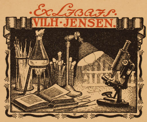 Exlibris by Paul Fischer from Denmark for Vilh. Jensen - Science 