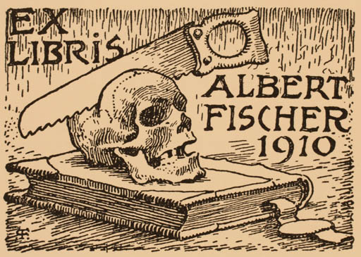 Exlibris by Paul Fischer from Denmark for Albert Fischer - Book Death 