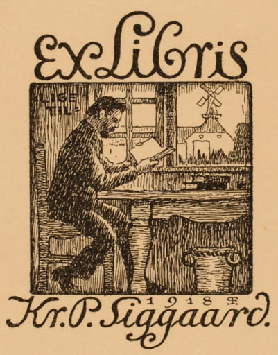 Exlibris by Paul Fischer from Denmark for Kr. P Siggaard - Interior Man 