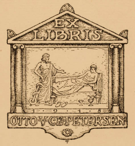 Exlibris by Paul Fischer from Denmark for Otto V.C.E Petersen - Classical antiquity Jugend 