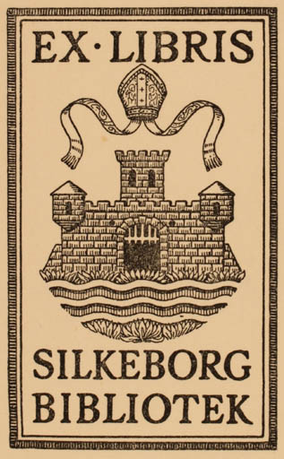 Exlibris by Johannes Flor from Denmark for Silkeborg Bibliotek - Heraldry 