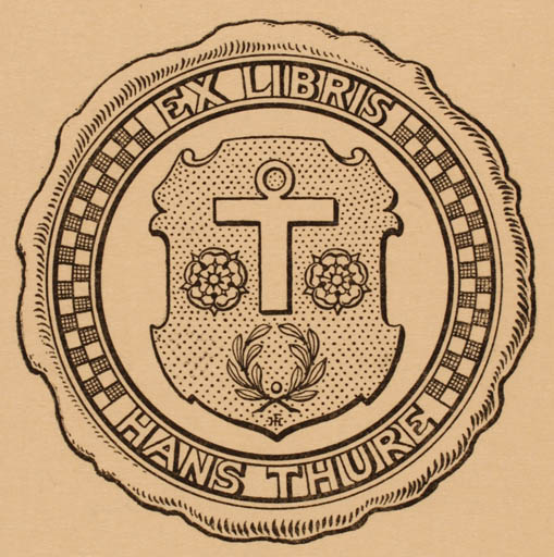 Exlibris by Hans Flygenring from Denmark for Hans Thure - Heraldry 