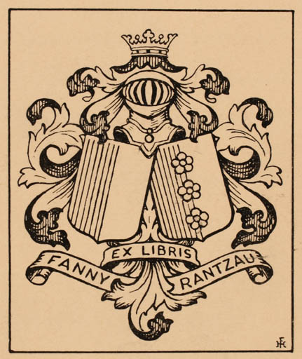 Exlibris by Hans Flygenring from Denmark for Fanny Rantzau - Heraldry 