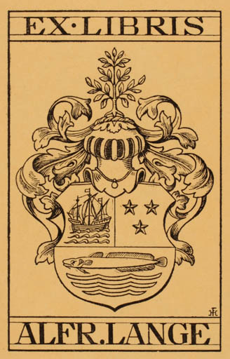 Exlibris by Hans Flygenring from Denmark for Alfred Lange - Heraldry 