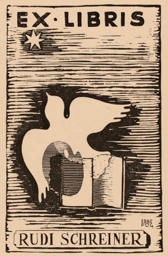 Exlibris by Ebbe Fog from Denmark for Rudi Schreiner - Bird 