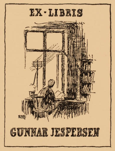Exlibris by Ebbe Fog from Denmark for Gunnar Jespersen - Interior 