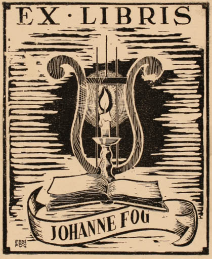 Exlibris by Ebbe Fog from Denmark for Johanne Fog - 