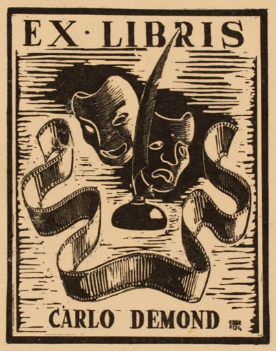 Exlibris by Ebbe Fog from Denmark for Carlo Demond - Theater/Cirkus 