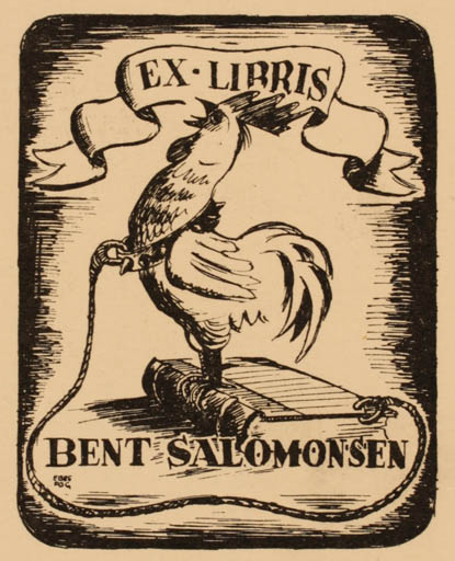 Exlibris by Ebbe Fog from Denmark for Bent Salomonsen - Book Bird 