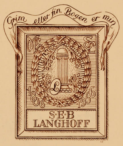 Exlibris by Mogens Fredberg from Denmark for S.E.B Langhoff - 