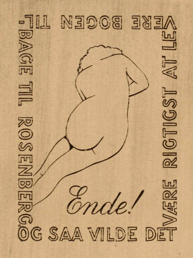 Exlibris by Mogens Fredberg from Denmark for Ole Rosenberg - Woman Nude 