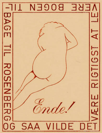 Exlibris by Mogens Fredberg from Denmark for Ole Rosenberg - Woman Nude 